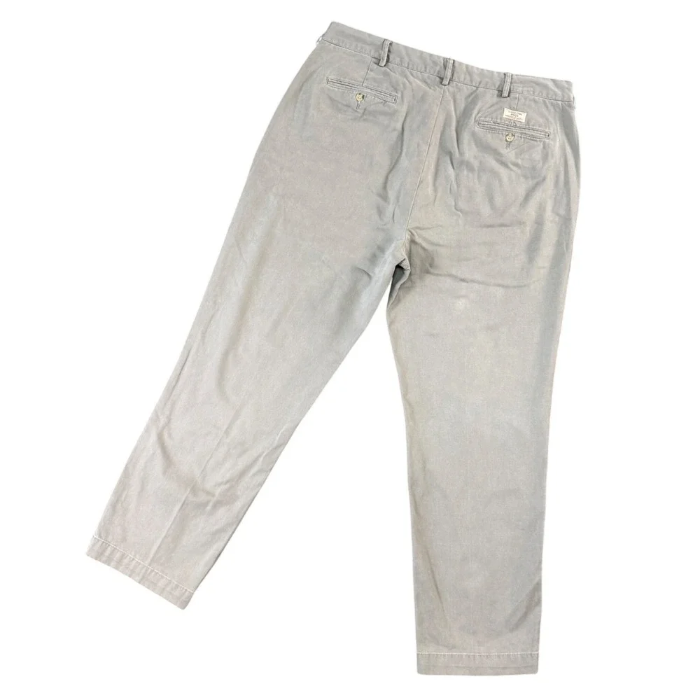 VTG Polo Ralph Lauren Mens 38x31 Gray Chino Pants Flat Front Straight Fit Preppy